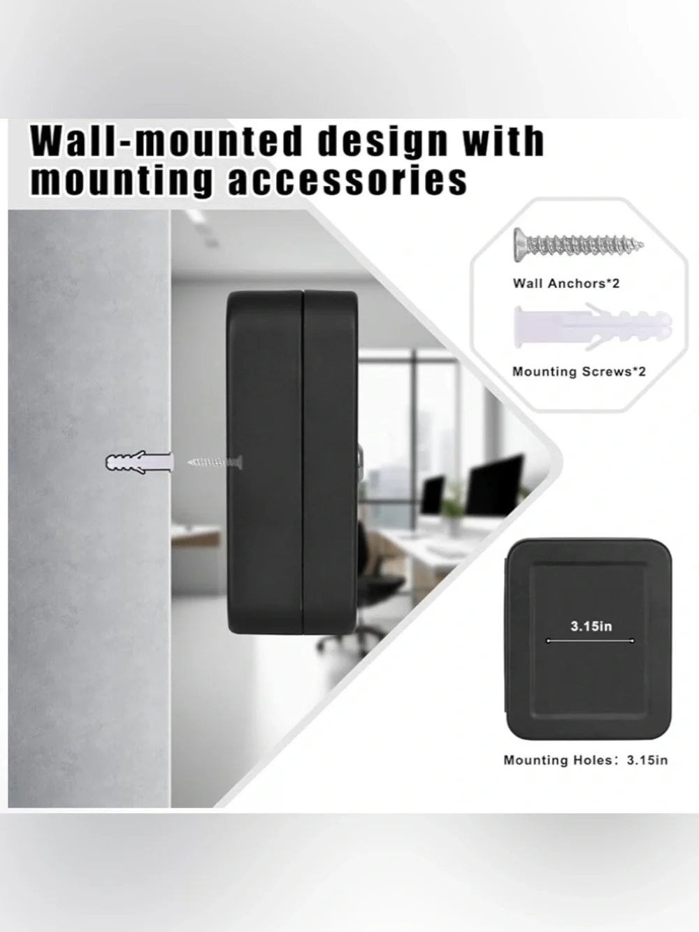 Key Safe Lock Box with Hooks and Number Labels - Black